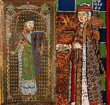 Contemporary depictions of Henry's parents Geoffrey the Fair (l) and the Empress Matilda (r)