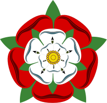The Tudor Rose: a combination of the Red Rose of Lancaster and the White Rose of York