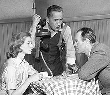 Lauren Bacall, Humphrey Bogart, and Fonda in a live 1955 TV version of The Petrified Forest