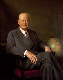 Hoover's official White House portrait painted by Elmer Wesley Greene.