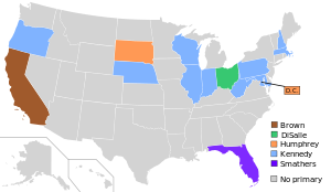 In the 1960 primaries, Humphrey won South Dakota and Washington, D.C.