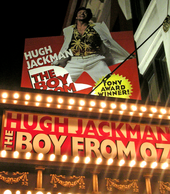 Local advertising for the musical The Boy from Oz starring Jackman in New York City (2004)