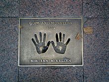 The hands of McKellen on a 1999 Gods and Monsters plaque in London's Leicester Square.