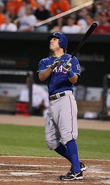 Kinsler batting against Baltimore; April 2009