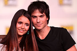 Somerhalder with The Vampire Diaries co-star Nina Dobrev at Comic-Con convention in July 2012