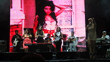 Romanian singers Rona Hartner, Paula Seling, Nico and Maria Radu performing at a memorial Amy Winehouse concert in Bucharest on 23 October 2011.