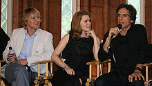 Adams with Owen Wilson and Ben Stiller while promoting Night at the Museum: Battle of the Smithsonian in May 2009