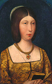 Isabella depicted with darker hair, c. 1485