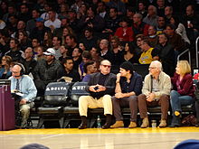 Nicholson in his courtside seat at the Staples Center