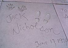 Footprints and handprints of Jack Nicholson at Grauman's Chinese Theatre.