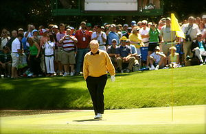 Nicklaus walks up to his ball on the 9th hole of the par-3 course at Augusta National Golf Club during the 2006 par-3 contest.