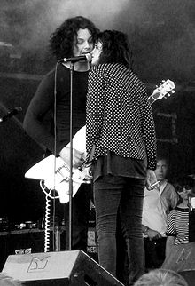 Jack White and Alison Mosshart performing live with The Dead Weather at the Glastonbury Festival, June 26, 2009.