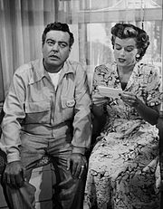 Gleason and Rosemary DeCamp as Chester and Peg Riley.