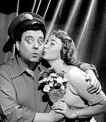 Gleason as Ralph Kramden with Audrey Meadows as Alice, circa 1955