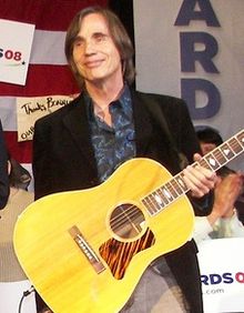 Jackson Browne campaigning for Presidential candidate John Edwards at a fundraising event in 2008