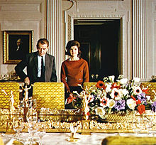 Jackie with Charles Collingwood on the broadcast tour of the restored White House (1962)