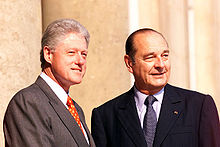 Chirac with Bill Clinton outside the Élysée Palace in Paris, June 1999