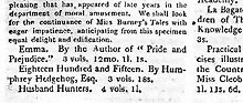 In 1816, the editors of The New Monthly Magazine noted Emma's publication but chose not to review it.[K]