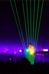 Jarre playing the laser harp in Helsinki