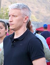 Anderson Cooper at Qualcomm Stadium during the California wildfires of October 2007