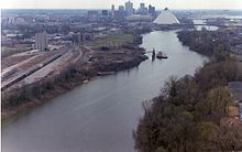 Wolf River Harbor, with Memphis, Tennessee in background.