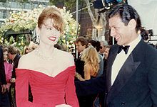 Goldblum with former spouse Geena Davis in 1990
