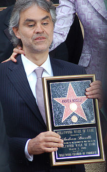 Bocelli receiving a star on the Hollywood Walk of Fame.[30][31]