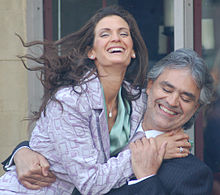 Bocelli with fiancée Veronica Berti in March 2010