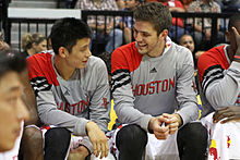 Lin and Chandler Parsons on the Houston bench