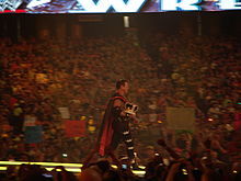 Lawler making his way to the ring at WrestleMania XXVII.