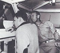 Morrison and his father on the bridge of the USS Bon Homme Richard in January, 1964