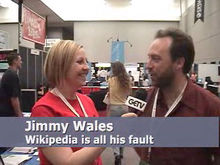 Wales with journalist Irina Slutsky at SXSW 2006, taken from her program Geek Entertainment TV [39]
