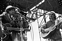 Bob Dylan, Joan Baez, Carlos Santana, performing in May 1984, Hamburg.