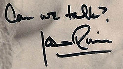 Autograph with famous catchphrase, about 1983