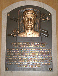 DiMaggio's plaque at the Baseball Hall of Fame.