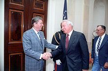 DiMaggio and Ronald Reagan at the White House, 1981