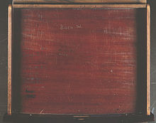 Drawer of chamber desk XCI occupied by Biden in the U.S. Senate. Note signature at upper center inside of drawer. President John F. Kennedy once occupied the desk in the U.S. Senate.[46]