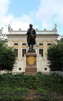 Goethe memorial vor der Alten Handelsbörse, Leipzig