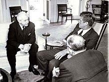 Kennedy with future Australian Prime Minister Harold Holt in the Oval Office in 1963