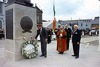 John F. Kennedy visiting the John Barry Memorial at Crescent Quay in Wexford, Ireland.