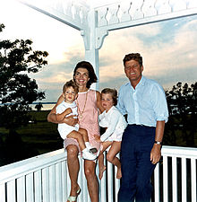 John Jr., Jacqueline, Caroline, and John Kennedy, Sr. in 1962