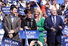 The Palins and McCains campaigning in Fairfax, Virginia, following the 2008 Republican National Convention on September 10