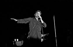 Cash attired in black performing in Bremen, Northern Germany, in September 1972