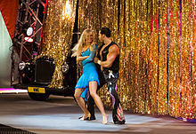 Fandango and one of his female escorts Summer Rae, acting as his fandangoing dance partner