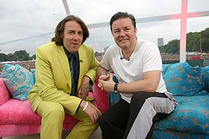 Ross with friend Ricky Gervais at Live 8 in July 2005