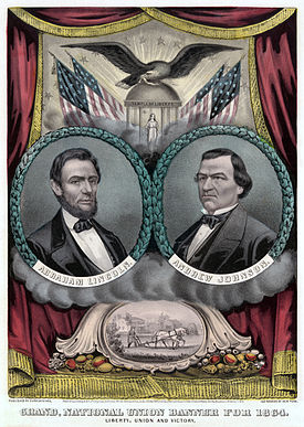 Poster for the Lincoln and Johnson ticket by Currier and Ives