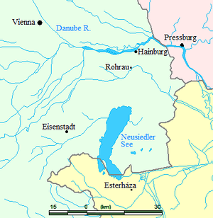 Map showing locations where Haydn lived or visited. For discussion, see List of residences of Joseph Haydn.