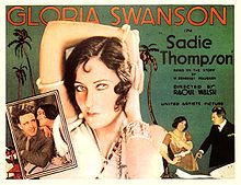 Kennedy, along with fifteen others, signed a telegram warning that the release of Sadie Thompson starring Gloria Swanson would jeopardize the ability of the movie industry to censor itself. Swanson needed financing for her movie production company, and Kennedy began a three-year affair when he met her for lunch in New York after the film's release.[22]