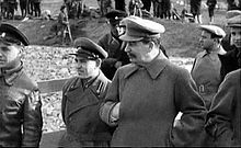 Stalin on building of Moscow-Volga canal. It was constructed from 1932 to 1937 by Gulag prisoners.