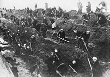 With all the men at the Front, Moscow women dig anti-tank trenches around Moscow in 1941.
